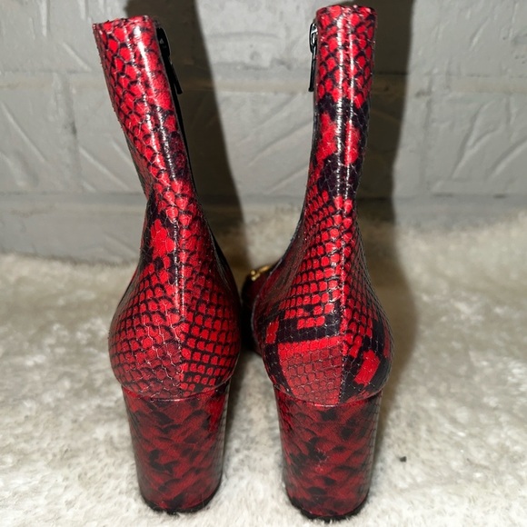 New Roberto Cavalli Class By Roberto Cavalli Red Python Bootie Size 38 - Picture 6 of 9